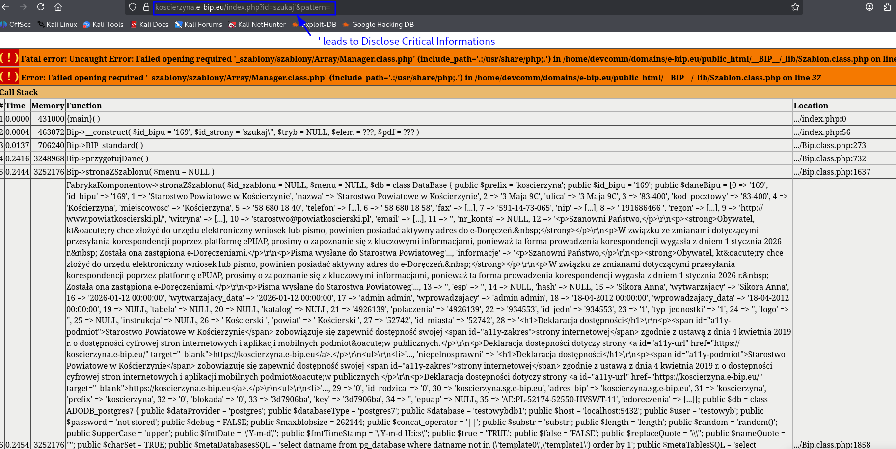 Database Details Leak