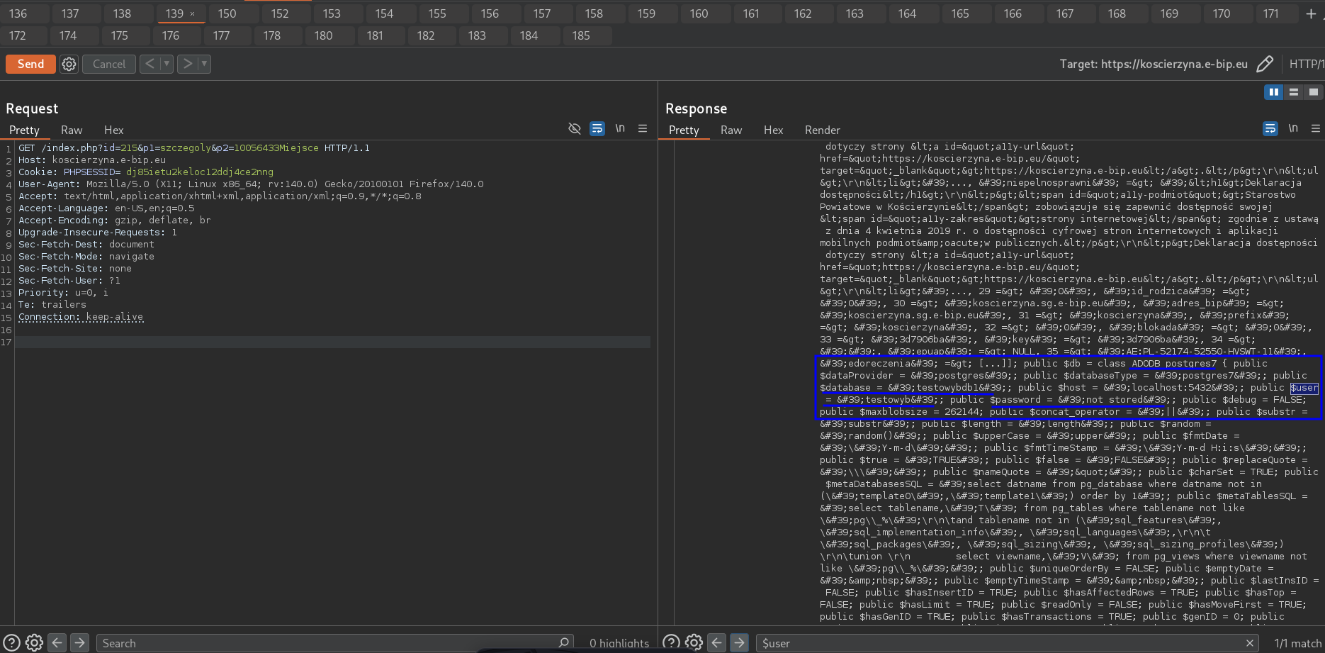 Database Credentials Leak in HTTP Response