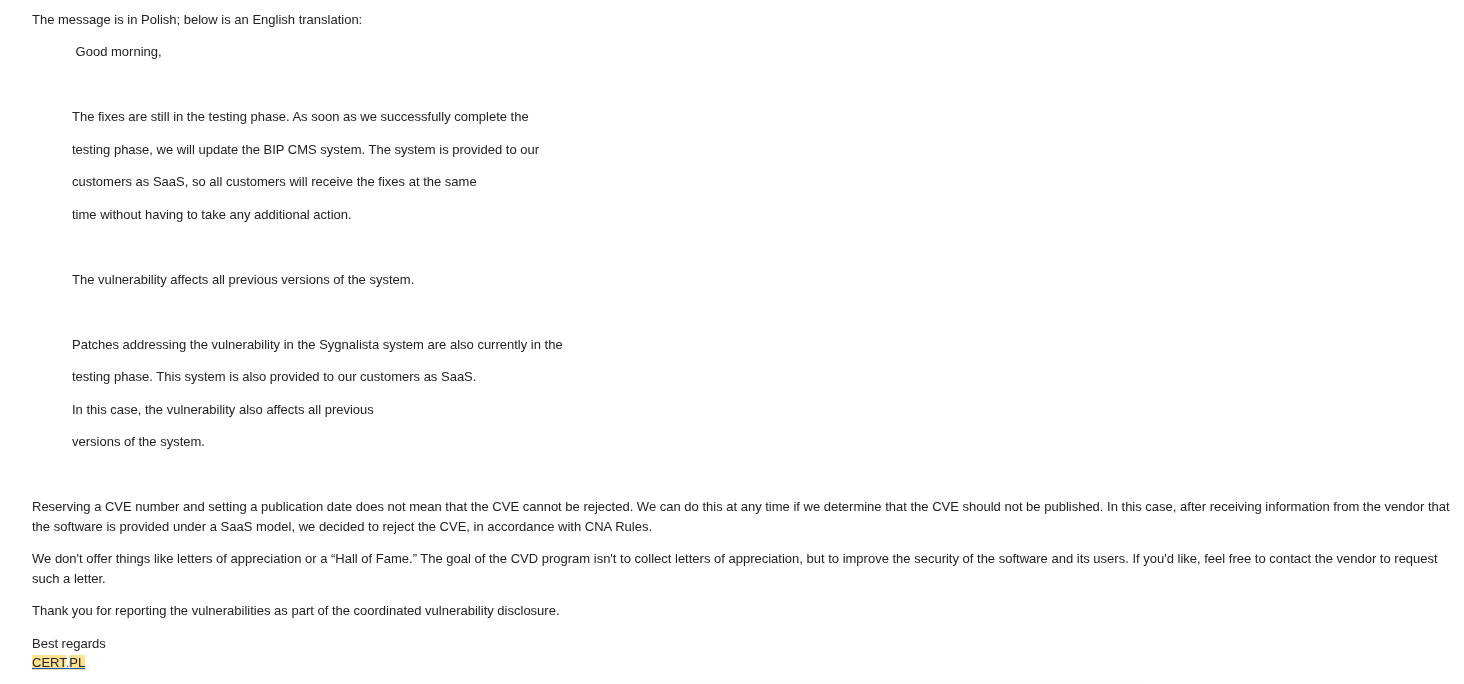 CERT.PL Final Decision